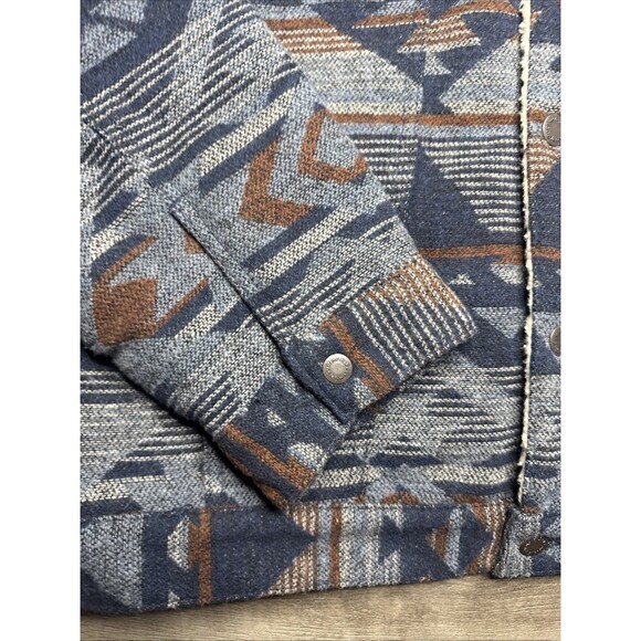 Wrangler Sherpa Lined Jacquard Jacket XL Pageant Blue Western Vintage Style - Picture 7 of 9